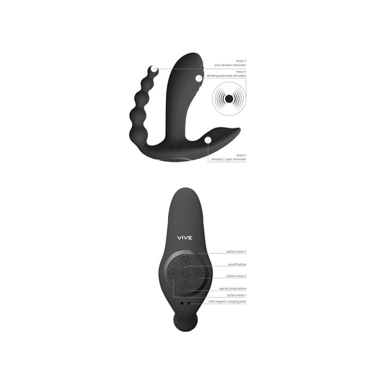 Vive Kata Double Penetrator Vibrator Black from Shots Toys.