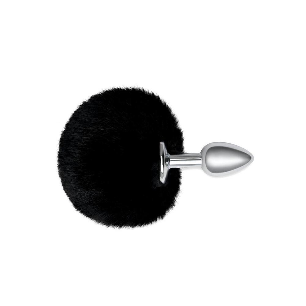 Black bunny tail butt plug