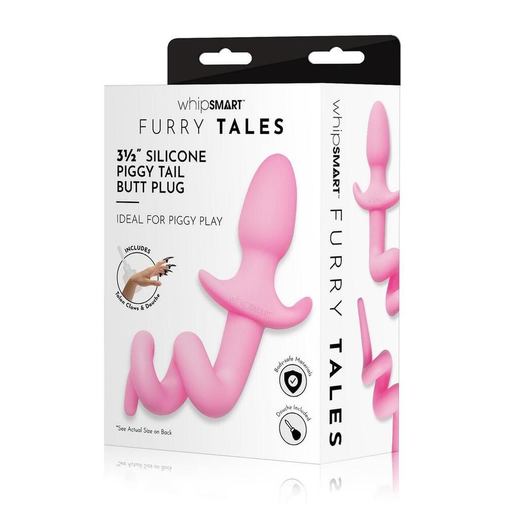 Pink silicone piggy tail butt plug by Whipsmart for cheeky fun.