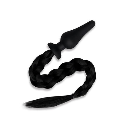 Black pony tail plug.